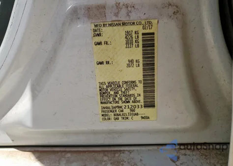 2017 Nissan Altima 2.5 z USA, uszkodzony, nr VIN 1N4AL3AP9HC212033